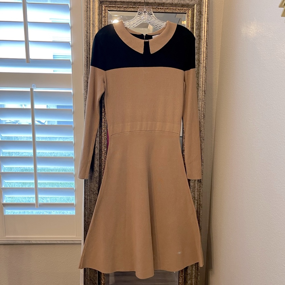 New York and Company tan and black dress